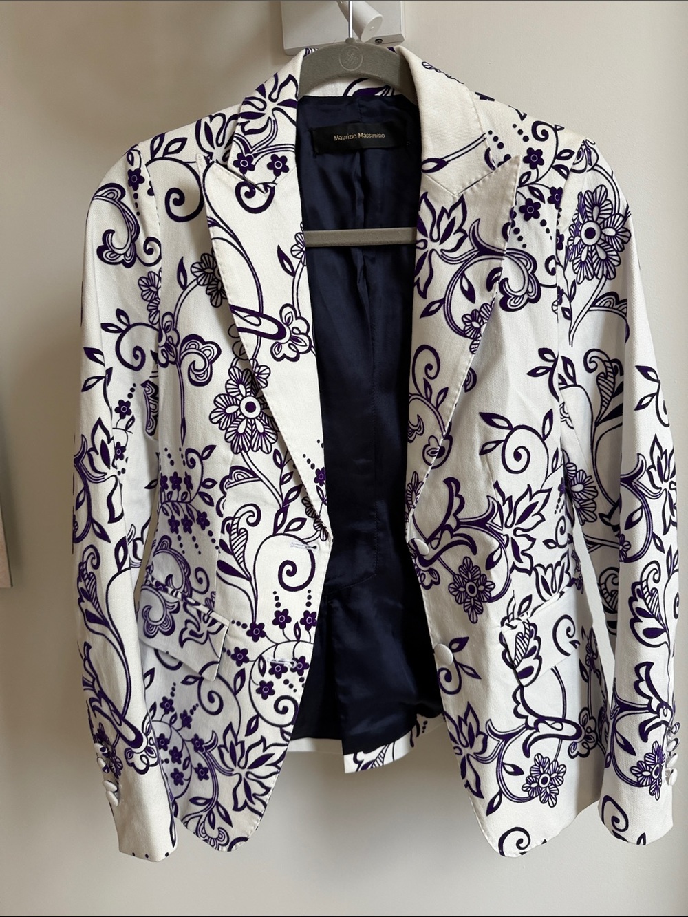 Maurizio Massimino purple + white Floral Print Blazer